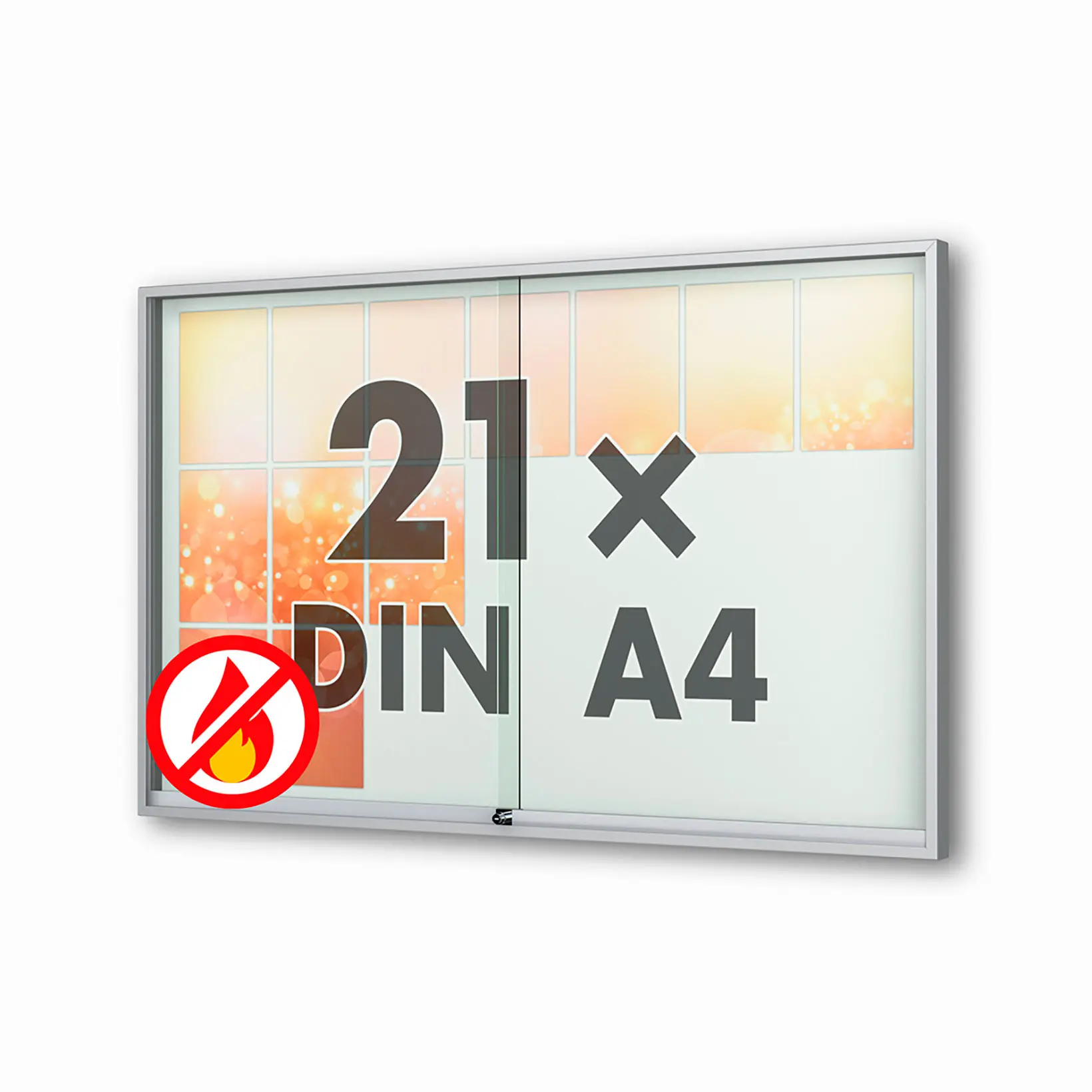 21 x DIN A4 Schaukasten Fortis mit Schiebetüren - 60 mm Bautiefe