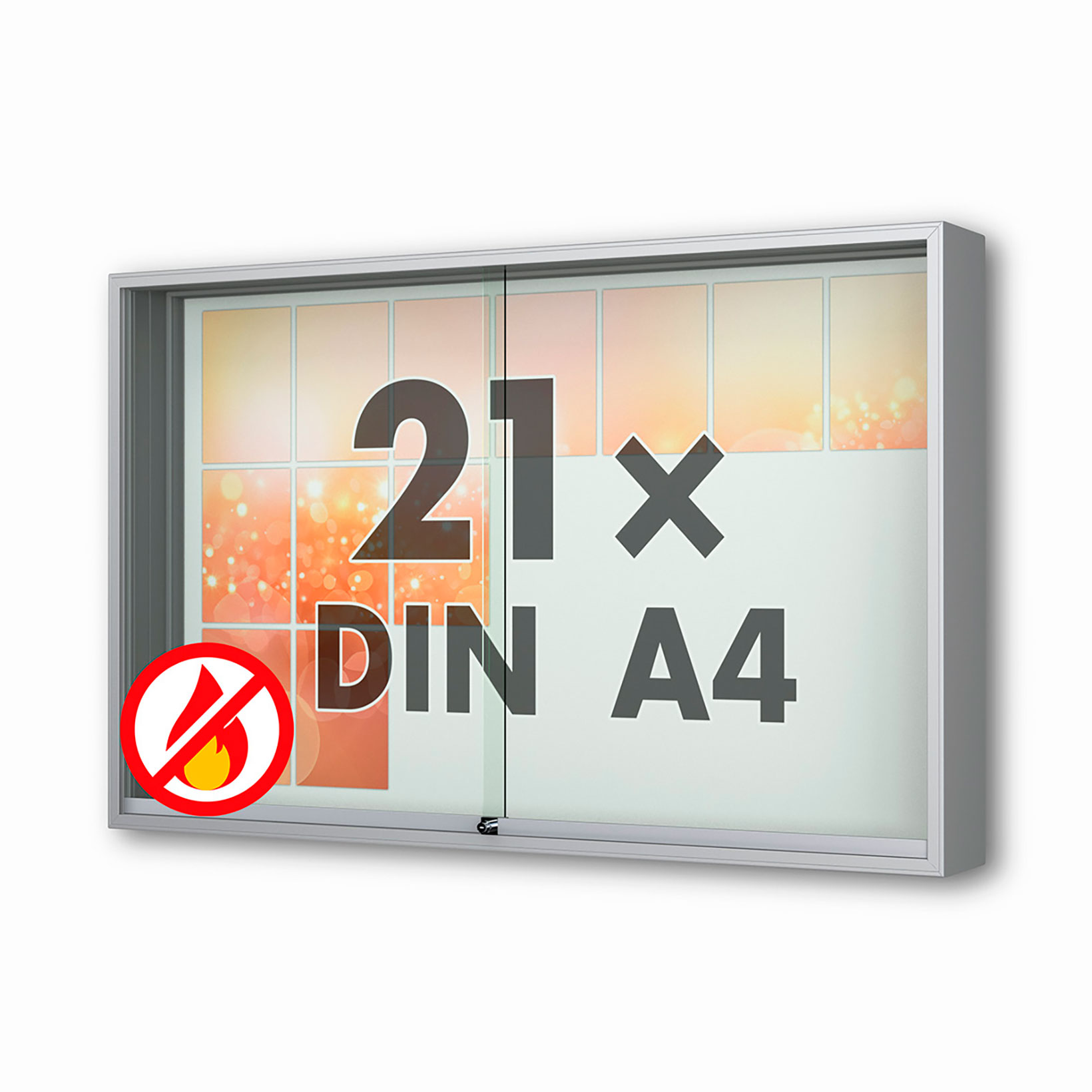 21 x DIN A4 Schaukasten Fortis mit Schiebetüren - 210 mm Bautiefe 21 x DIN A4 Schaukasten Fortis mit Schiebetüren - 210 mm Bautiefe